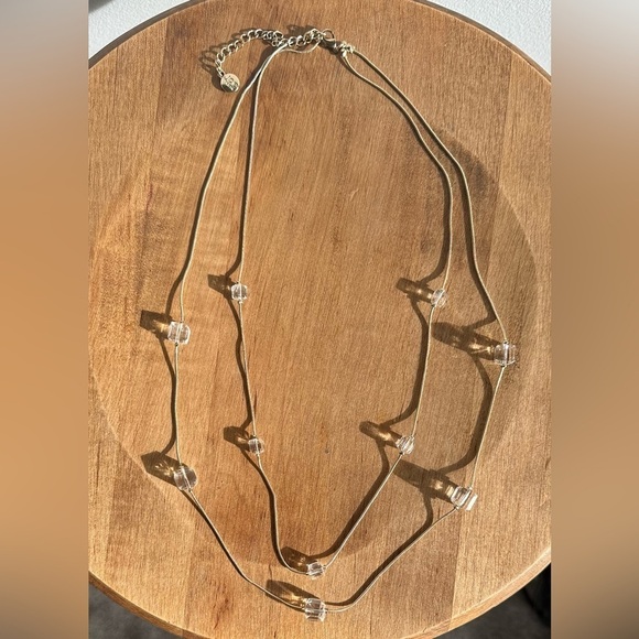 Joe Fresh Gold and Clear Gem Double  Necklace - Picture 1 of 4